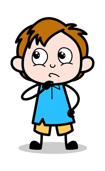 Thinking Expression - School Boy Cartoon Character Vector Illust — Stock Vector