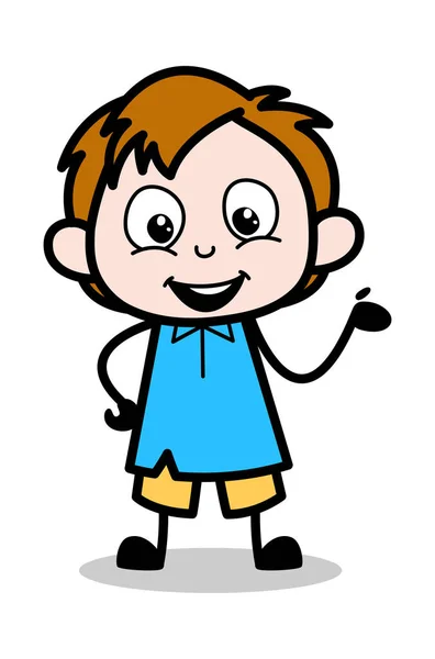 Presentation Style - School Boy Cartoon Character Vector Illustr — Stock Vector