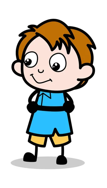 Denken en glimlachen-school jongen cartoon karakter vector Illus — Stockvector