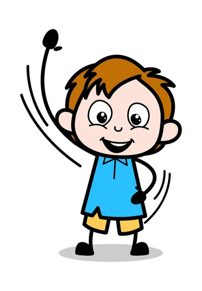 Hi Gesture - Ilustración de personaje de dibujos animados de niño escolar — Vector de stock