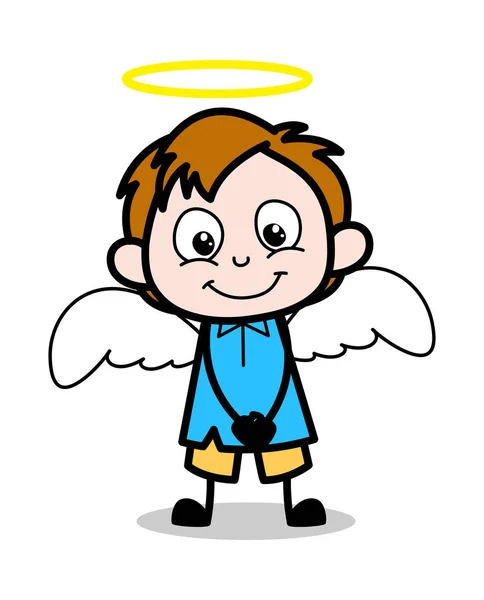 Angel Costume - School Boy Cartoon Character Vector Illustration — Stock Vector