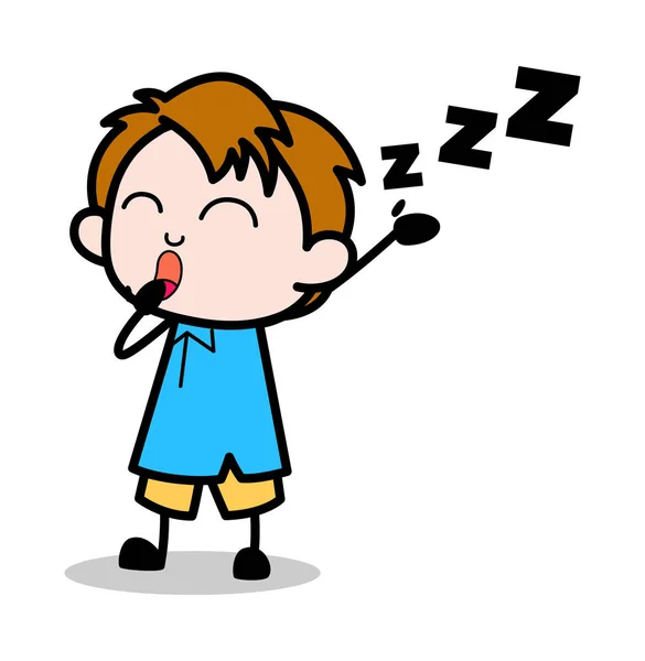 Temps de sommeil - Illustration vectorielle de personnage de bande dessinée de garçon d'école — Image vectorielle