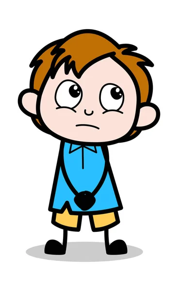 Pensando en una idea - School Boy Caricatura personaje Vector Illustrat — Vector de stock