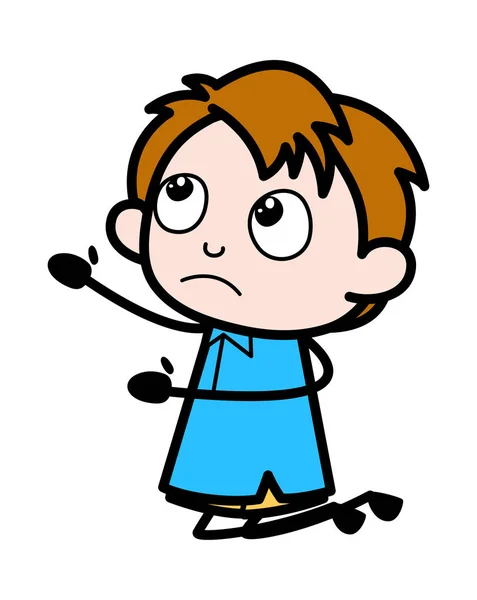 Begging-school jongen cartoon karakter vector illustratie — Stockvector