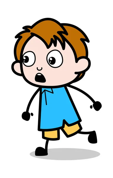 Gesichtsausdruck beim Laufen - Schuljunge Zeichentrickfigur vec — Stockvektor
