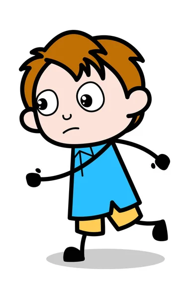 Dromen tijdens het hardlopen-school jongen cartoon karakter vector ziek — Stockvector