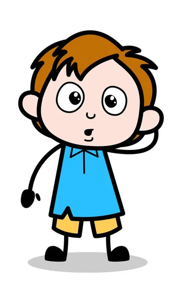 Sentindo-se culpado - School Boy Desenhos animados personagem Vector Illustratio — Vetor de Stock