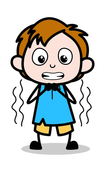 Asustado - Niño de la escuela de dibujos animados personaje Vector Ilustración — Vector de stock