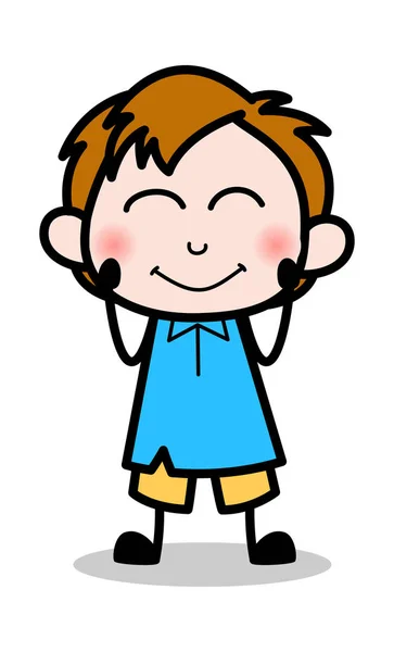 Very Shy - School Boy Cartoon Character Vector Illustration — Stock Vector