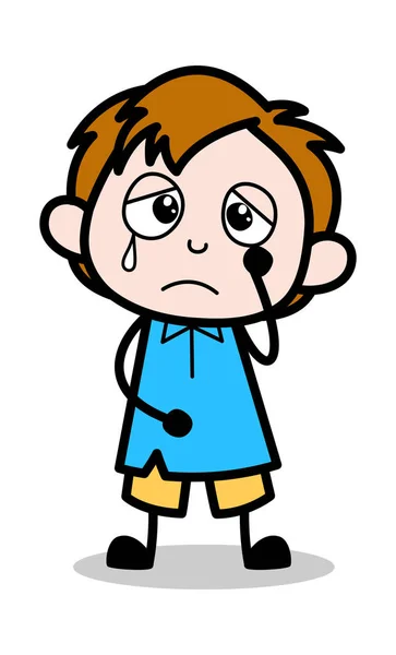 Triste - Escola Menino Desenhos Animados Personagem Ilustração Vetor —  Vetores de Stock