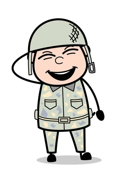 Funny skratta-söt armé man tecknad soldat vektor ILLUSTRATI — Stock vektor