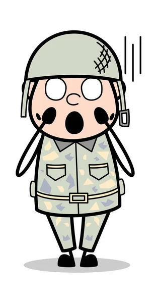 Horrible - Lindo hombre del ejército de dibujos animados Soldado Vector ilustración — Vector de stock