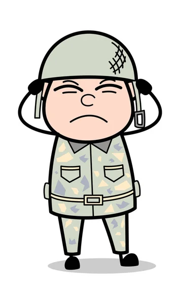 Hałas-ładny Armia człowiek kreskówka żołnierz wektor ilustracja — Wektor stockowy