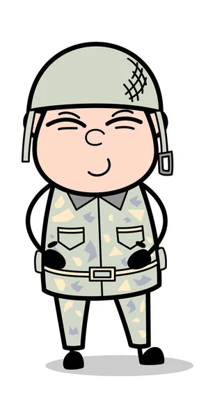 Kittla-söt armé man tecknad soldat vektor illustration — Stock vektor