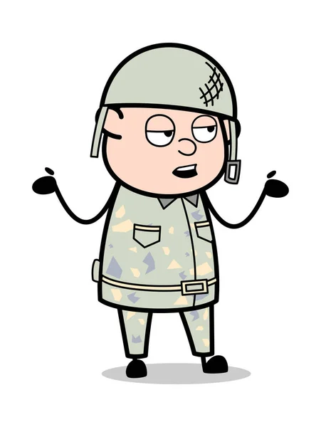 Onwetendheid-cute Army man cartoon soldaat vector illustratie — Stockvector