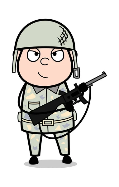 Terrorismo - Bonito Exército Homem Cartoon Soldado Vector Ilustração —  Vetores de Stock
