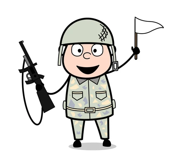 Patriottische-cute Army man cartoon soldaat vector illustratie — Stockvector