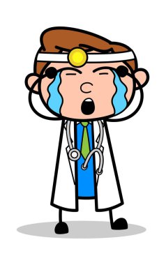 Ağlama - Profesyonel Karikatür Doktor Vektör İllüstrasyon