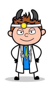 Evil Smile - Profesyonel Karikatür Doktor Vektör İllüstrasyon