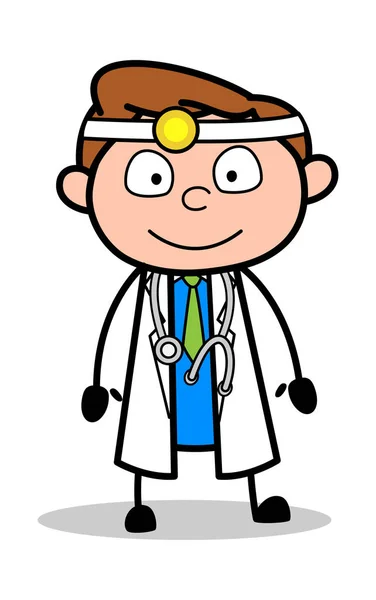 Glückliches Gesicht - professionelle Karikatur Arzt Vektor Illustration — Stockvektor