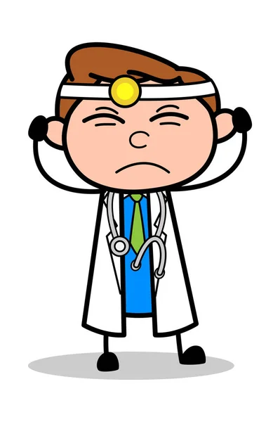 Irritado - Profissional Cartoon Doctor Vector Ilustração — Vetor de Stock
