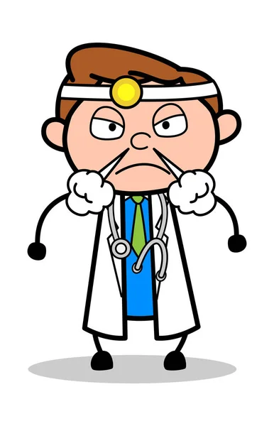 Muy agresivo - Profesional de dibujos animados Doctor Vector Illustratio — Vector de stock