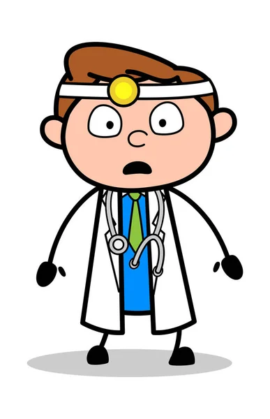 Scared Face - Professional Cartoon Doctor Vector Illustration — Stock Vector