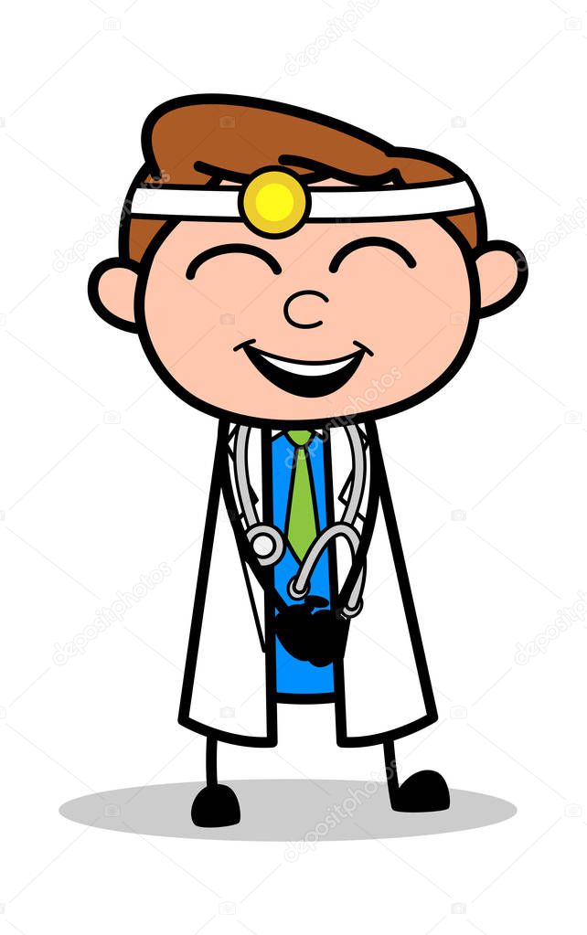 Feeling Very Happy - Professional Cartoon Doctor Vector Illustra