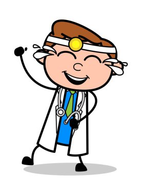 Çok Mutlu - Profesyonel Karikatür Doktor Vektör İllüstrasyon