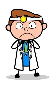 Çok Üzücü - Profesyonel Karikatür Doktor Vektör İllüstrasyon