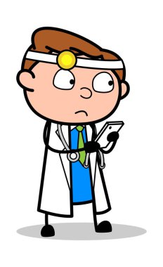 Mobil Sohbet - Profesyonel Karikatür Doktor Vector Illustra