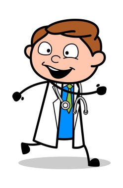 Joy ile Koşu - Profesyonel Karikatür Doktor Vector Illustrati