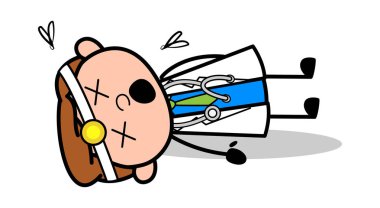 Dead - Profesyonel Karikatür Doktor Vektör İllüstrasyon