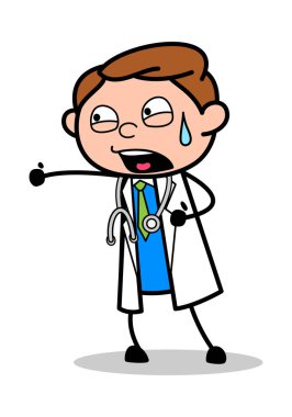 Dövüşe Hazır - Profesyonel Karikatür Doktor Vektör İllüstrasyon