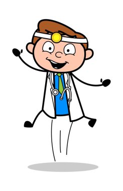Heyecandan Zıplama - Profesyonel Karikatür Doktor Vektör Illus