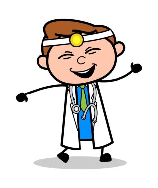 Joy ile Dans - Profesyonel Karikatür Doktor Vector Illustrati
