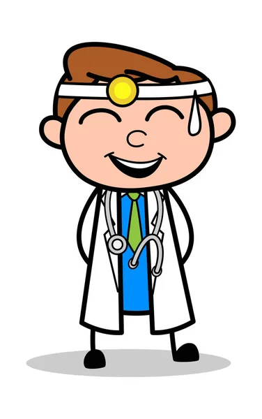 Laughter - Professional Cartoon Doctor Vector Illustration — Stok Vektör