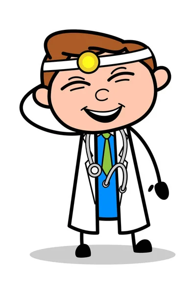 Laughing on Joke - Professional Cartoon Doctor Vector Illustrati — Stock Vector