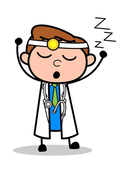 Dormir - Illustration vectorielle du médecin de bande dessinée professionnel — Image vectorielle