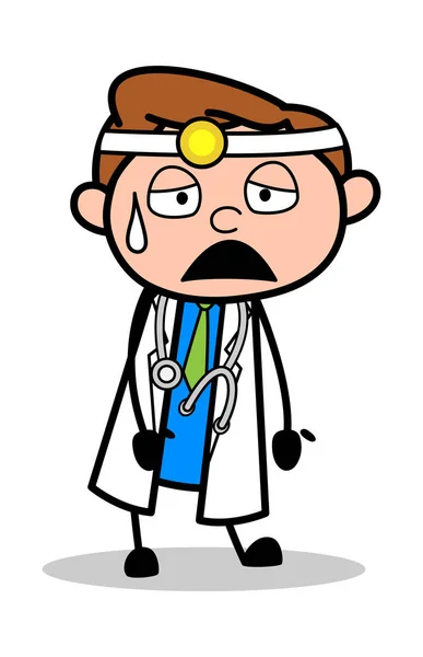 Agotado - Profesional de dibujos animados Doctor Vector Ilustración — Vector de stock