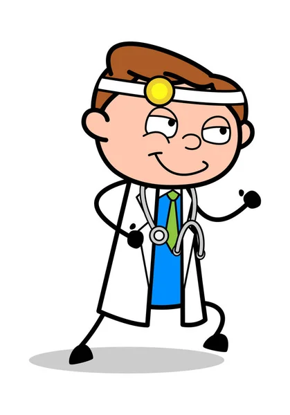 Pose - Ilustrasi Dokter Vektor Kartun Profesional - Stok Vektor