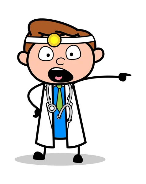 Scolding with Gesture - Professional Cartoon Doctor Vector Illus — Stock Vector