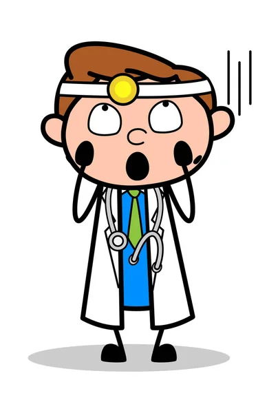 Horrified - Professional Cartoon Doctor Vector Illustration (dalam bahasa Inggris) - Stok Vektor