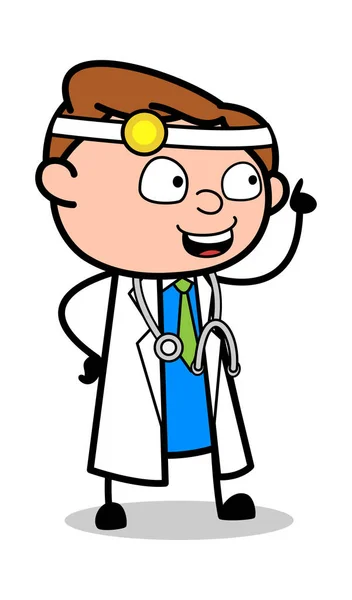 Talking and Pointing - Professional Cartoon Doctor Vector Illust (Inggris) - Stok Vektor