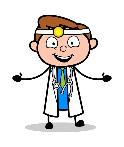 Excited - Professional Cartoon Doctor Vector Illustration — Stock Vector
