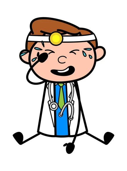 Crying - Professional Cartoon Doctor Vector Illustration — Stock Vector