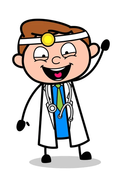 Decir hola - Dibujos animados profesional Doctor Vector Ilustración — Vector de stock