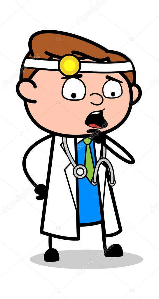 Thought - Professional Cartoon Doctor Vector Illustration