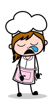 Uyurken Burun Koşusu - Retro Cartoon Garson Bayan Şef