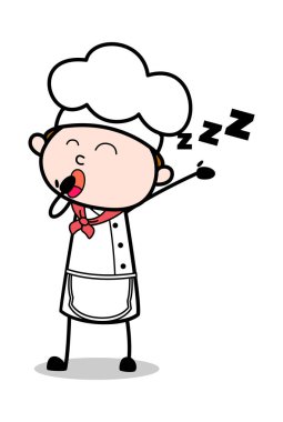 Uyumaya Hazır - Çizgi film Garson Erkek Şef Vektör İllüstrasyonu